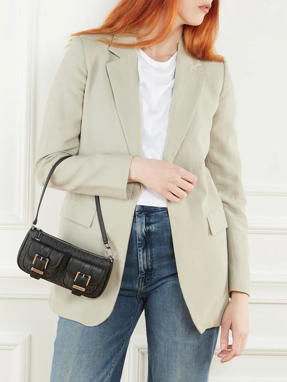 Michael Kors Black Mini Shoulder Bag with Buckle Detail